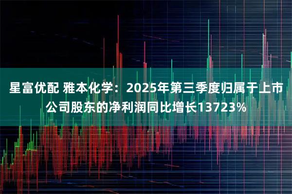 星富优配 雅本化学：2025年第三季度归属于上市公司股东的净利润同比增长13723%